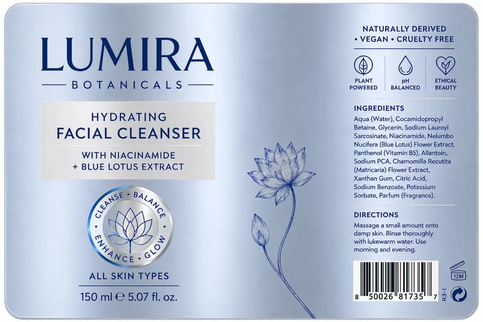 Custom Luxury Blue/Silver Foil - Luxury Skincare Cleanser 评论和价格
