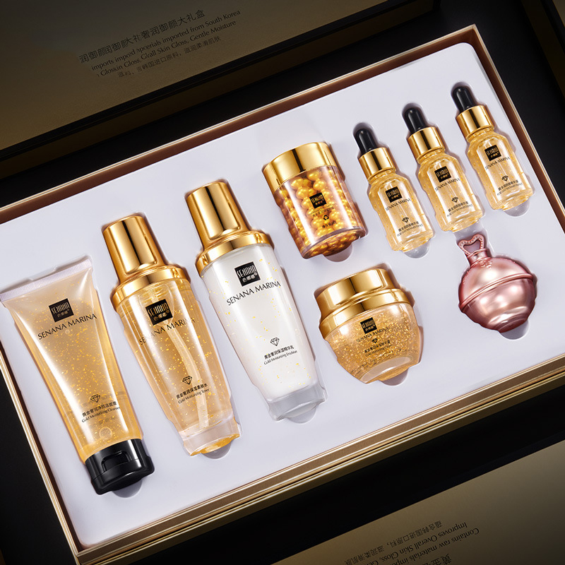 Women 24K Gold Skin Care Set 9 - Luxury Skincare Cleanser 评论和价格