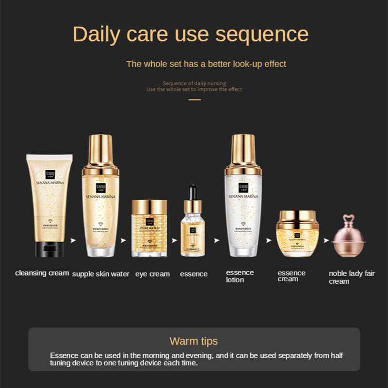 Women 24K Gold Skin Care Set 9 - Luxury Skincare Cleanser 评论和价格