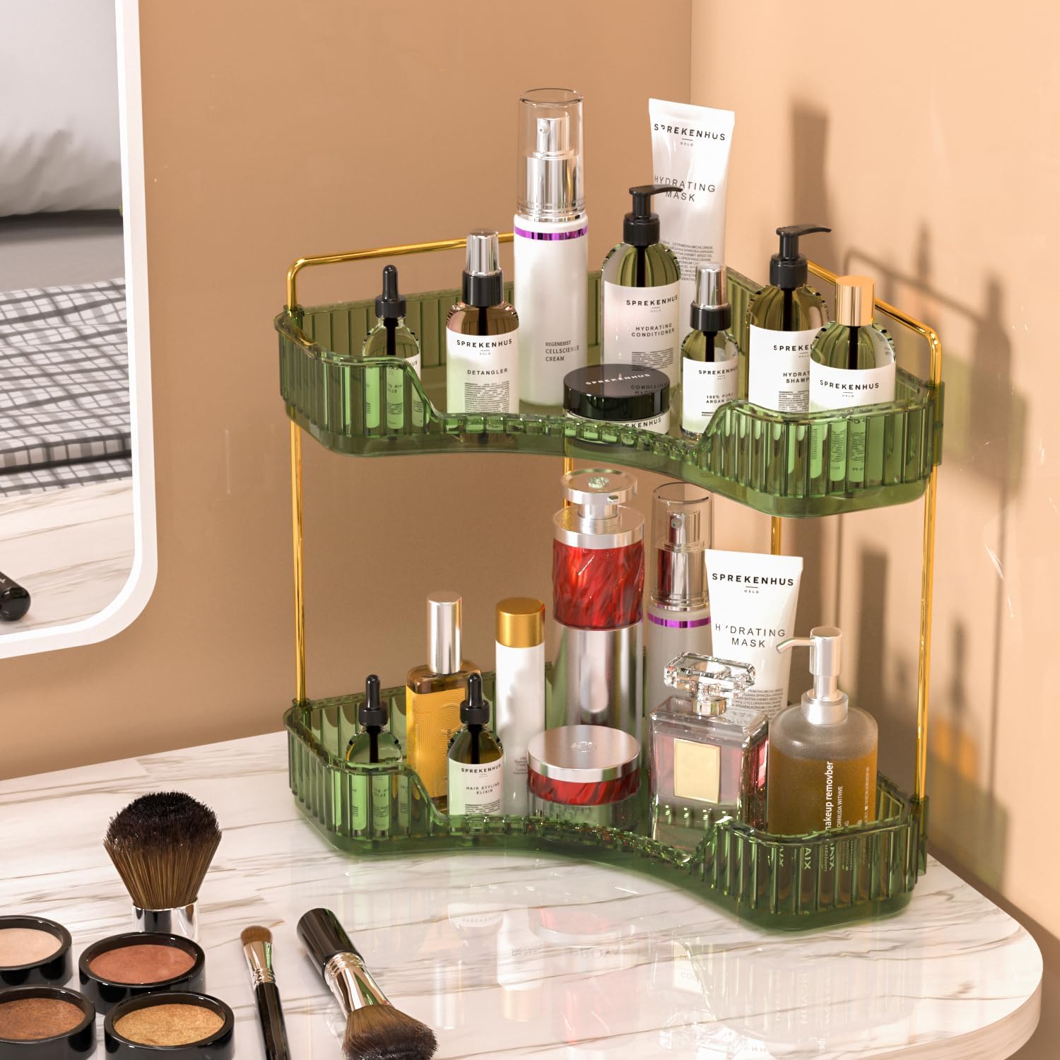 2-Tier Clear Bathroom Organize - Luxury Skincare Tray 评论和价格